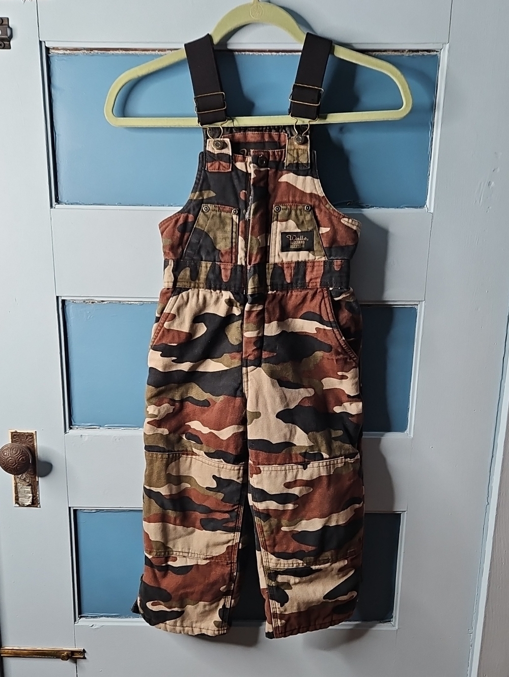 Walld Blizzard Proof Camo Kids Overalls Bib - Brown & Green Camouflage Small